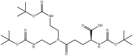 1-(1,1-Dimethylethyl) (9S)-9-carboxy-5-[2-[[(1,1-dimethylethoxy)carbonyl]amino]ethyl]-13,13-dimethyl-6,11-dioxo-12-oxa-2,5,10-triazatetradecanoate Struktur