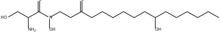 Propanamide, 2-amino-N,3-dihydroxy-N-(10-hydroxy-3-oxohexadecyl)- (9CI) 化学構造式