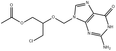 6H-Purin-6-one, 9-[[2-(acetyloxy)-1-(chloromethyl)ethoxy]methyl]-2-amino-1,9-dihydro- 结构式