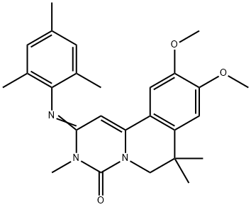 4H-Pyrimido[6,1-a]isoquinolin-4-one, 2,3,6,7-tetrahydro-9,10-dimethoxy-3,7,7-trimethyl-2-[(2,4,6-trimethylphenyl)imino]- Structure