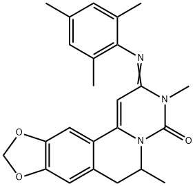 4H-[1,3]Dioxolo[4,5-g]pyrimido[6,1-a]isoquinolin-4-one, 2,3,6,7-tetrahydro-3,6-dimethyl-2-[(2,4,6-trimethylphenyl)imino]-,108446-47-5,结构式
