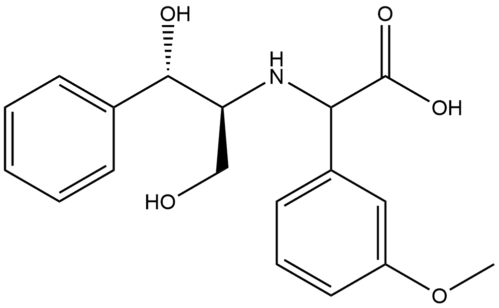 Benzeneacetic acid, α-[[2-hydroxy-1-(hydroxymethyl)-2-phenylethyl]amino]-3-methoxy-, [1S-[1R*(R*),2R*]]- (9CI) Struktur