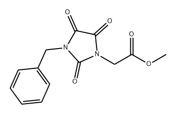 1-Imidazolidineacetic acid, 2,4,5-trioxo-3-(phenylmethyl)-, methyl ester 化学構造式