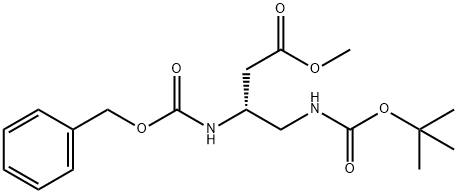 Butanoic acid, 4-[[(1,1-dimethylethoxy)carbonyl]amino]-3-[[(phenylmethoxy)carbonyl]amino]-, methyl ester, (R)- (9CI) 化学構造式