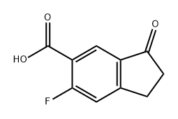 1H-Indene-5-carboxylic acid, 6-fluoro-2,3-dihydro-3-oxo- 化学構造式