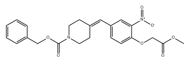 1-Piperidinecarboxylic acid, 4-[[4-(2-methoxy-2-oxoethoxy)-3-nitrophenyl]methylene]-, phenylmethyl ester Struktur