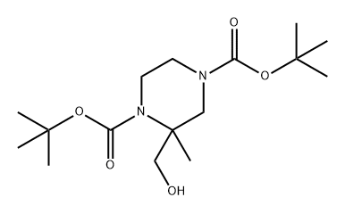1,4-Piperazinedicarboxylic acid, 2-(hydroxymethyl)-2-methyl-, 1,4-bis(1,1-dimethylethyl) ester Structure