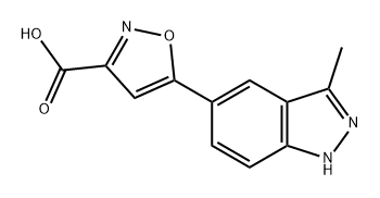 3-Isoxazolecarboxylic acid, 5-(3-methyl-1H-indazol-5-yl)- 化学構造式