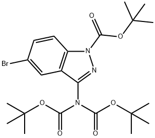 1H-Indazole-1-carboxylic acid, 3-[bis[(1,1-dimethylethoxy)carbonyl]amino]-5-bromo-, 1,1-dimethylethyl ester Structure