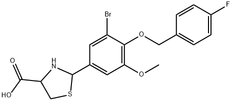 2-(3-溴-4-((4-氟苄基)氧基)-5-甲氧基苯基)噻唑烷-4-羧酸 结构式