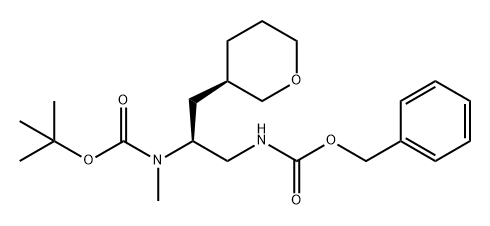 Carbamic acid, N-methyl-N-[(1S)-1-[[[(phenylmethoxy)carbonyl]amino]methyl]-2-[(3R)-tetrahydro-2H-pyran-3-yl]ethyl]-, 1,1-dimethylethyl ester Structure