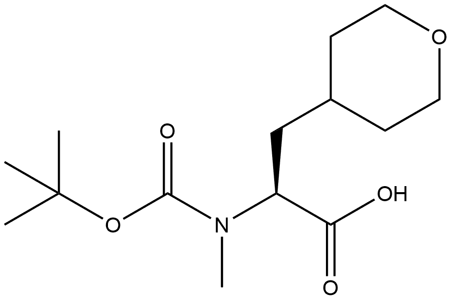 (2S)-2-[methyl-[(2-methylpropan-2-yl)oxycarbonyl]amino]-3-(oxan-4-yl)propanoic acid Struktur