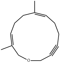 Oxacyclotrideca-3,7-dien-11-yne, 3,7-dimethyl-, (3E,7E)- Struktur