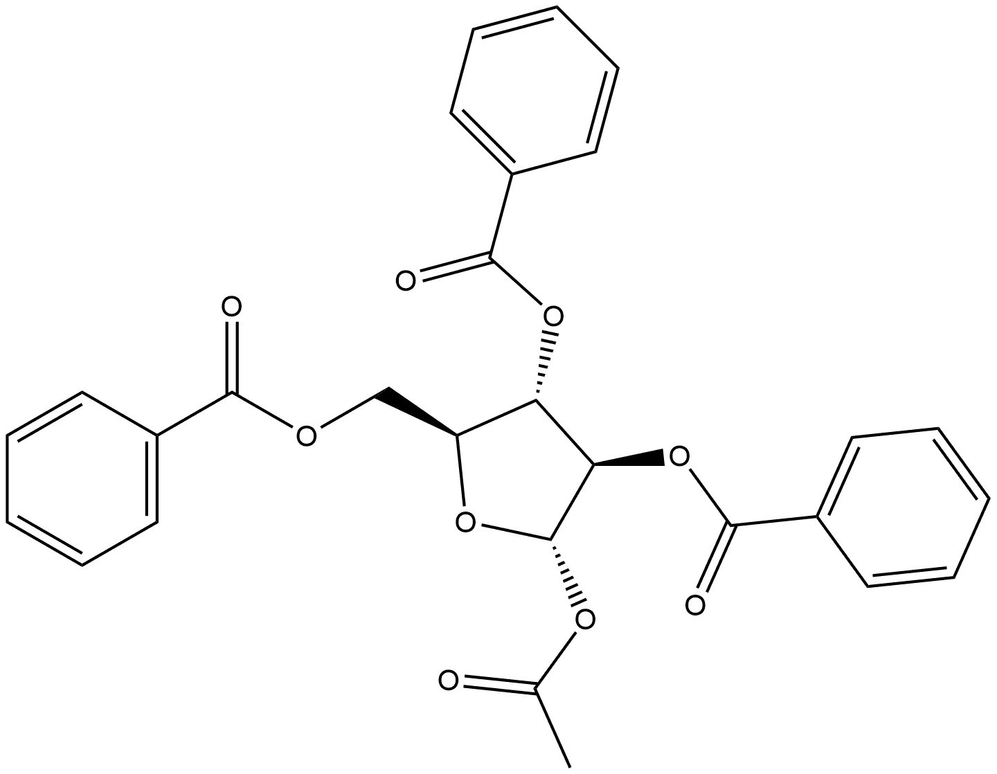 α-L-Arabinofuranose, 1-acetate 2,3,5-tribenzoate 结构式