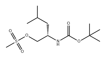 Carbamic acid, N-[(1S)-3-methyl-1-[[(methylsulfonyl)oxy]methyl]butyl]-, 1,1-dimethylethyl ester 化学構造式
