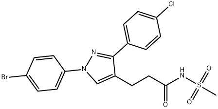 1H-Pyrazole-4-propanamide, 1-(4-bromophenyl)-3-(4-chlorophenyl)-N-(methylsulfonyl)- Structure