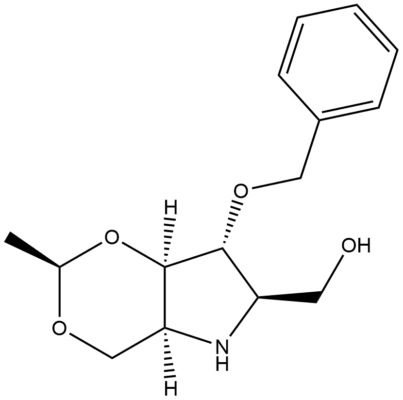 1,3-Dioxino[5,4-b]pyrrole-6-methanol, hexahydro-2-methyl-7-(phenylmethoxy)-, (2R,4aS,6R,7R,7aR)- 化学構造式