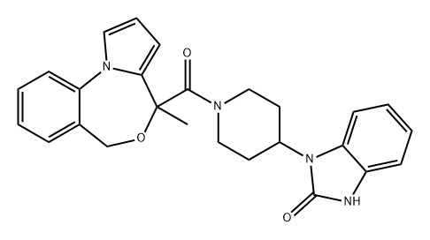 2H-Benzimidazol-2-one, 1,3-dihydro-1-[1-[(4-methyl-4H,6H-pyrrolo[1,2-a][4,1]benzoxazepin-4-yl)carbonyl]-4-piperidinyl]- 结构式