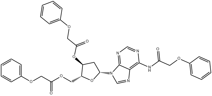 Adenosine, 2'-deoxy-N-(2-phenoxyacetyl)-, 3',5'-bis(2-phenoxyacetate) Structure