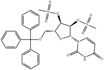 Uridine, 5'-O-(triphenylmethyl)-, 2',3'-dimethanesulfonate Struktur