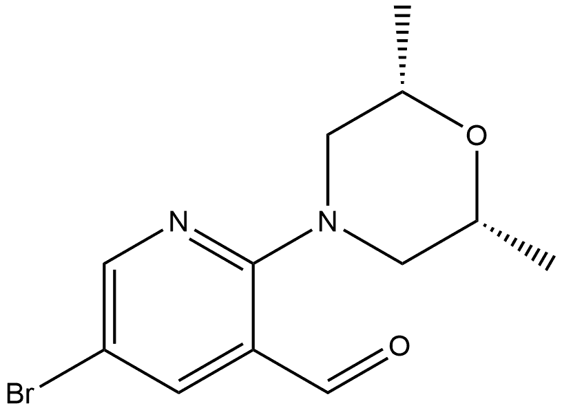 rel-5-Bromo-2-[(2R,6S)-2,6-dimethyl-4-morpholinyl]-3-pyridinecarboxaldehyde Structure