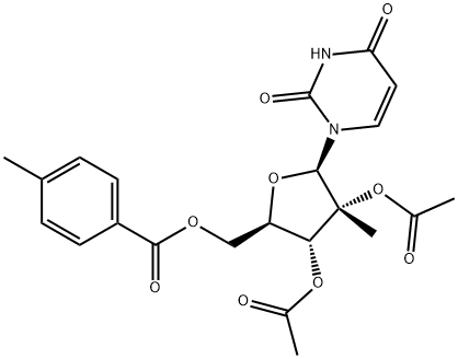 Uridine, 2'-C-methyl-, 2',3'-diacetate 5'-(4-methylbenzoate) Structure