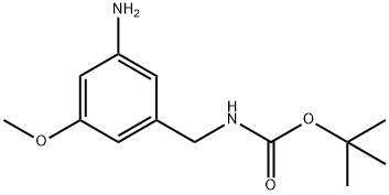 1,1-Dimethylethyl N-[(3-amino-5-methoxyphenyl)methyl]carbamate 化学構造式