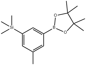 1,3,2-Dioxaborolane, 4,4,5,5-tetramethyl-2-[3-methyl-5-(trimethylsilyl)phenyl]- 化学構造式