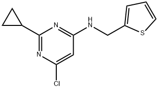 4-Pyrimidinamine, 6-chloro-2-cyclopropyl-N-(2-thienylmethyl)- 化学構造式