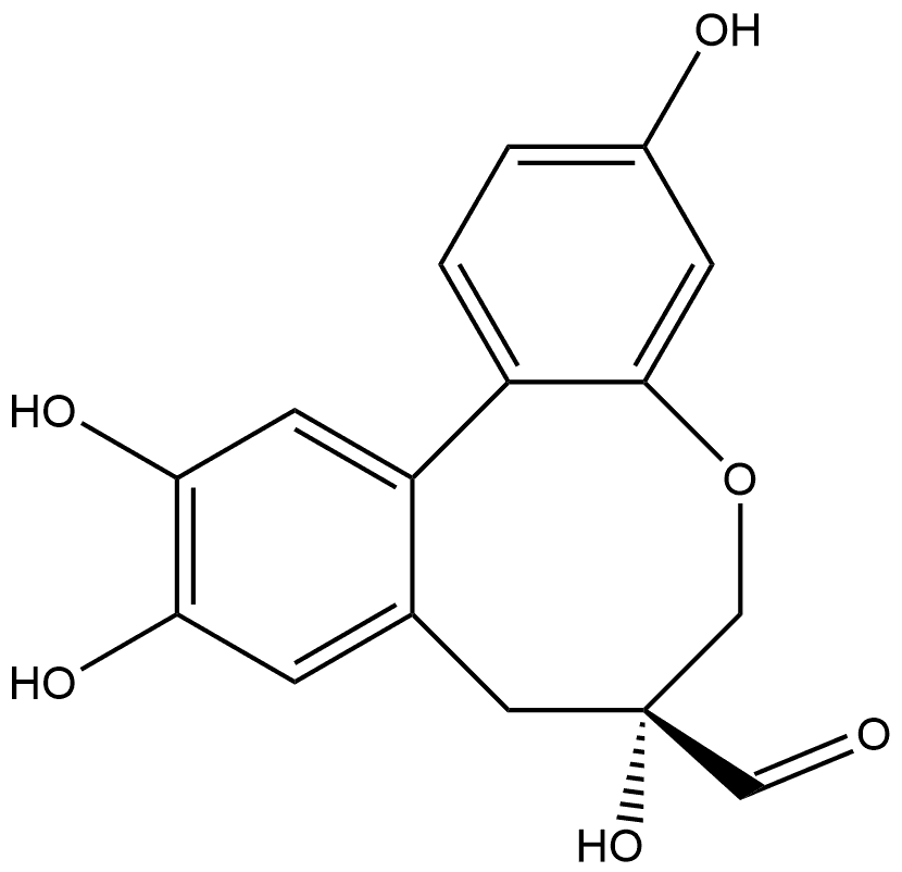 6H-Dibenz[b,d]oxocin-7-carboxaldehyde, 7,8-dihydro-3,7,10,11-tetrahydroxy-, (7R,12aS)- 结构式