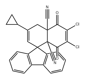 Spiro[9H-fluorene-9,1'(4'H)-naphthalene]-4'a,8'a-dicarbonitrile, 6',7'-dichloro-3'-cyclopropyl-5',8'-dihydro-5',8'-dioxo- Structure