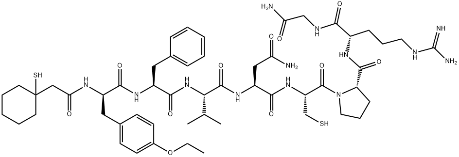 Glycinamide, O-ethyl-N-[(1-mercaptocyclohexyl)acetyl]-D-tyrosyl-L-phenylalanyl-L-valyl-L-asparaginyl-L-cysteinyl-L-prolyl-L-arginyl- (9CI) 化学構造式