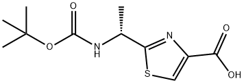 (R)-2-(1-(N-BOC-氨基)乙基)噻唑-4-羧酸 结构式