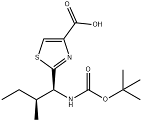 4-Thiazolecarboxylic acid, 2-[(1S,2S)-1-[[(1,1-dimethylethoxy)carbonyl]amino]-2-methylbutyl]- Struktur