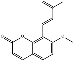 2H-1-Benzopyran-2-one, 7-methoxy-8-[(1E)-3-methyl-1,3-butadien-1-yl]- 结构式