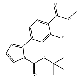 1H-Pyrrole-1-carboxylic acid, 2-[3-fluoro-4-(methoxycarbonyl)phenyl]-, 1,1-dimethylethyl ester,1128075-31-9,结构式