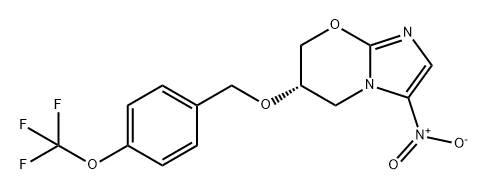 5H-Imidazo[2,1-b][1,3]oxazine, 6,7-dihydro-3-nitro-6-[[4-(trifluoromethoxy)phenyl]methoxy]-, (6S)- Structure