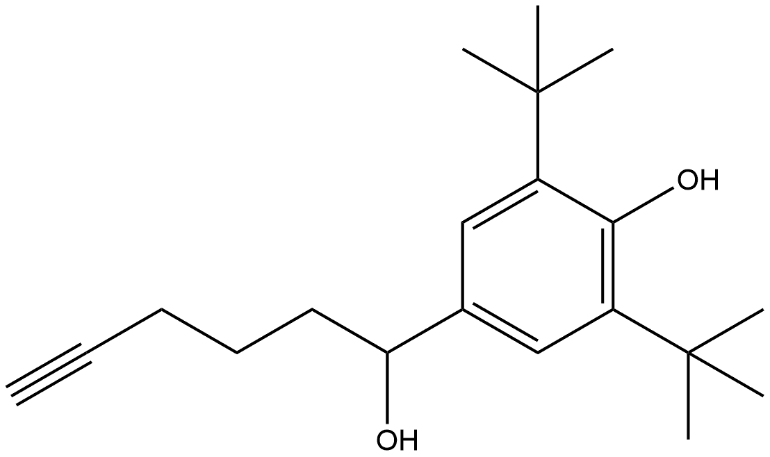 Benzenemethanol, 3,5-bis(1,1-dimethylethyl)-4-hydroxy-α-4-pentyn-1-yl- 结构式