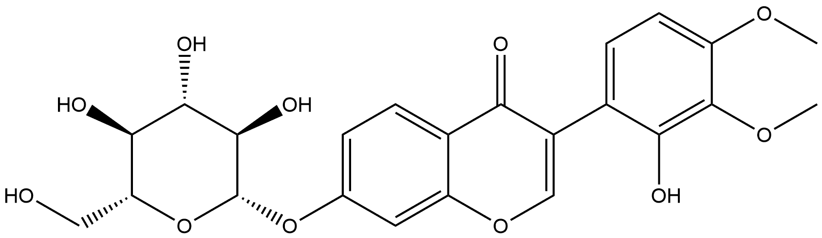 4H-1-Benzopyran-4-one, 7-(β-D-glucopyranosyloxy)-3-(2-hydroxy-3,4-dimethoxyphenyl)- Structure