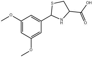 2-(3,5-dimethoxyphenyl)-1,3-thiazolane-4-carboxylic acid 结构式