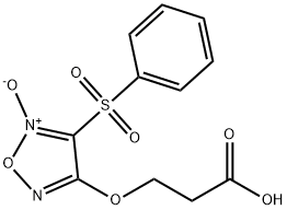 3-[[4-(benzenesulfonyl)-5-oxido-1,2,5-oxadiazol-5-ium-3-yl]oxy]propanoic acid Struktur