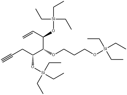 4,7,11-Trioxa-3,12-disilatetradecane, 5-ethenyl-3,3,12,12-tetraethyl-6-[(1R)-1-[(triethylsilyl)oxy]-3-butyn-1-yl]-, (5R,6R)- 结构式