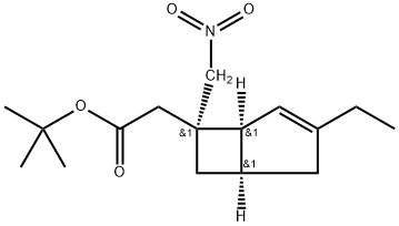 tert-butyl2-((1S,5R,6R)-3-ethyl-6-(nitromethyl)bicyclo[3.2.0]hept-3- en-6-yl)acetate Structure