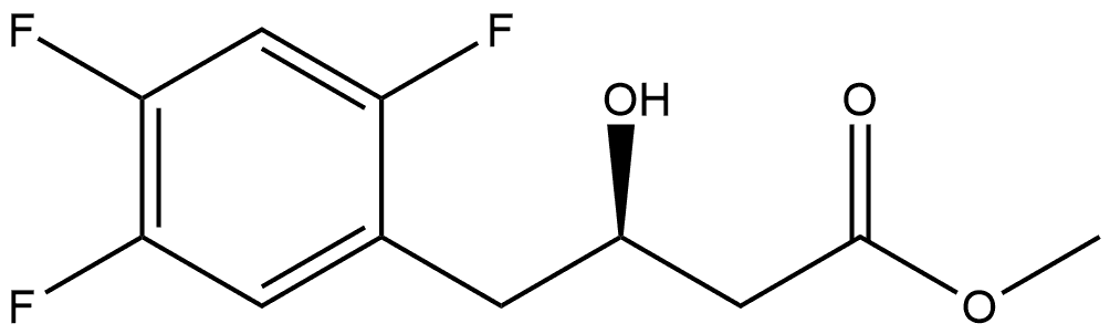 Benzenebutanoic acid, 2,4,5-trifluoro-β-hydroxy-, methyl ester, (βR)- Structure