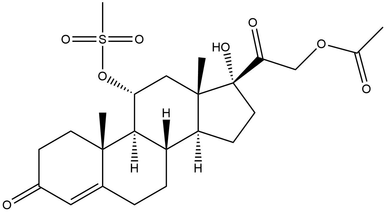 Progesterone, 11α,17,21-trihydroxy-, 21-acetate 11-methanesulfonate (6CI) Structure