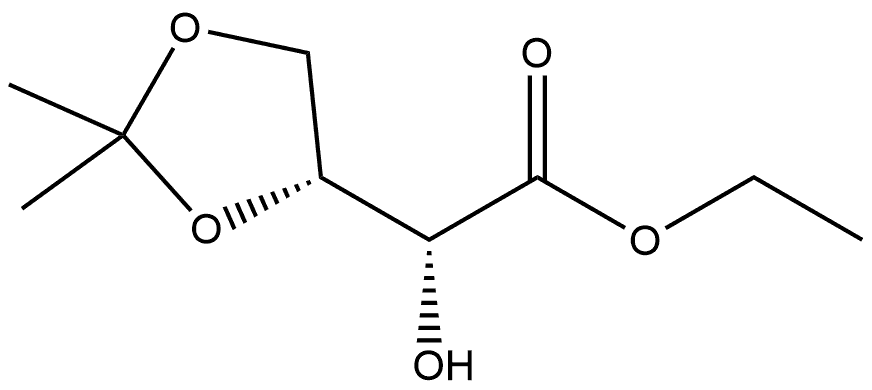 1,3-Dioxolane-4-acetic acid, α-hydroxy-2,2-dimethyl-, ethyl ester, (αR,4R)-,114184-94-0,结构式