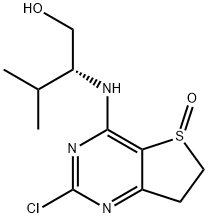 1-Butanol, 2-[(2-chloro-6,7-dihydro-5-oxidothieno[3,2-d]pyrimidin-4-yl)amino]-3-methyl-, (2R)- 化学構造式