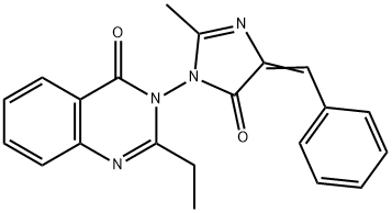 3-(4-Benzylidene-2-methyl-5-oxo-4,5-dihydro-1H-imidazol-1-yl)-2-ethylquinazolin-4(3H)-one Struktur