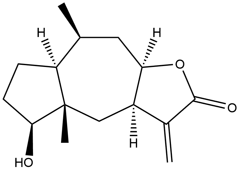 Azuleno[6,5-b]furan-2(3H)-one, decahydro-5-hydroxy-4a,8-dimethyl-3-methylene-, [3aR-(3aα,4aβ,5β,7aα,8β,9aα)]- (9CI) Struktur