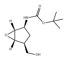 Carbamic acid, N-[(1R,2S,4S,5S)-4-(hydroxymethyl)-6-oxabicyclo[3.1.0]hex-2-yl]-, 1,1-dimethylethyl ester 化学構造式